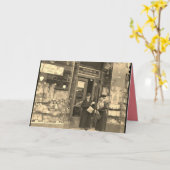 Weihnachtskarte, nostalgische Weihnachtsgeschäfte. Karte (Gelbe Blume)