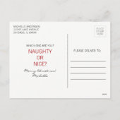 Weihnachtskarte oder Weihnachtspostkarte Feiertagspostkarte (Rückseite)