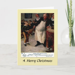 Weihnachtskarte - Oliver Twist fragt nach mehr Karte