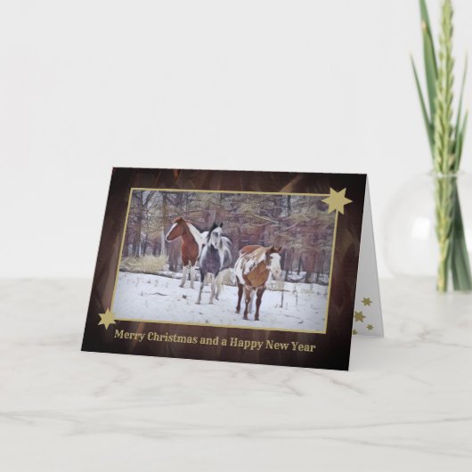 Weihnachtskarte "Painthorses" Feiertagskarte (Vorderseite)