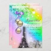 Weihnachtskarte Paris Eiffelturm Schnee 2 Einladung (Vorne/Hinten)