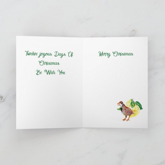Weihnachtskarte : Partridge in Birnbaum . Karte (Innenseite)