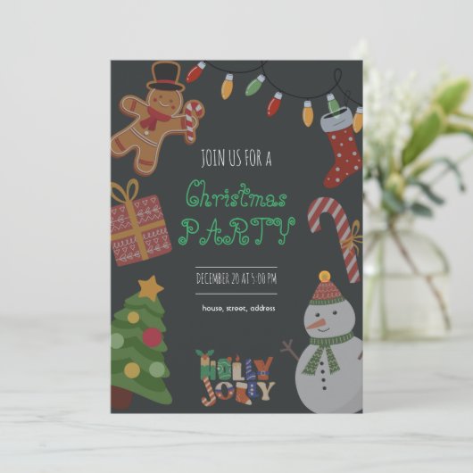 Weihnachtskarte Party Einladung (Stehend Vorderseite)