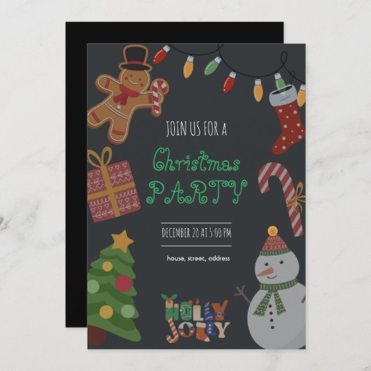 Weihnachtskarte Party Einladung (Vorne/Hinten)