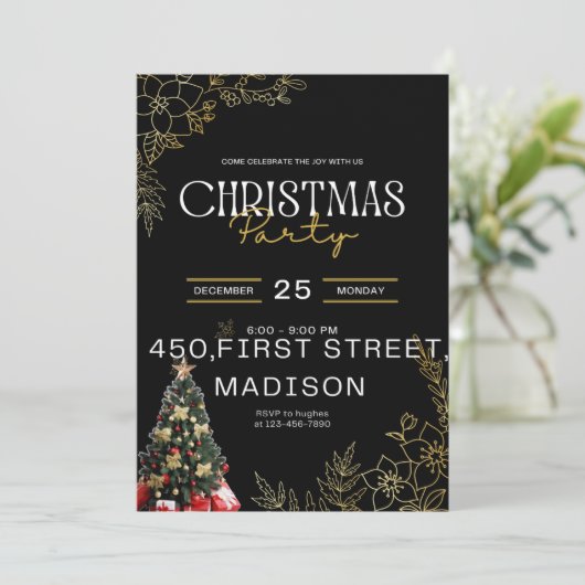 Weihnachtskarte Party Einladung (Stehend Vorderseite)