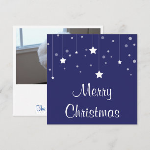 Weihnachtskarte personalisiert Blau und Weiß Foto Karte