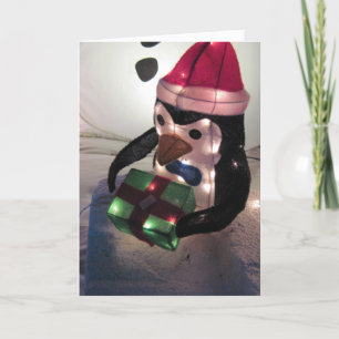 Weihnachtskarte: Pinguin mit Gegenwart Feiertagskarte