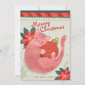 Weihnachtskarte Pink Cat Weihnachten (Vorderseite)
