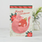 Weihnachtskarte Pink Cat Weihnachten (Stehend Vorderseite)