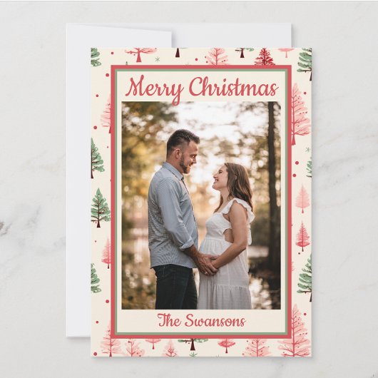 Weihnachtskarte Pink Tree Feiertagskarte