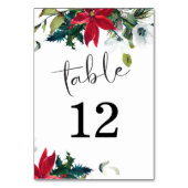 Weihnachtskarte Poinsettia Tischnummer (Vorderseite)
