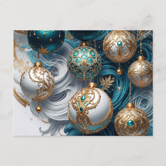 Weihnachtskarte Postkarte mit luxuriösen Ornamente (Vorderseite)