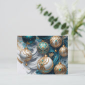 Weihnachtskarte Postkarte mit luxuriösen Ornamente (Stehend Vorderseite)