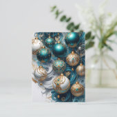 Weihnachtskarte Postkarte mit luxuriösen Ornamente (Stehend Vorderseite)