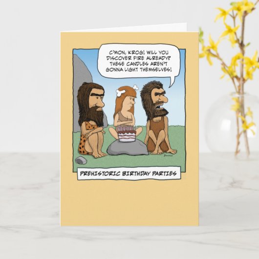 Weihnachtskarte: Prähistorisches Party Karte (Gelbe Blume)