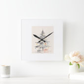 Weihnachtskarte Quadratische Wanduhr (Zuhause)