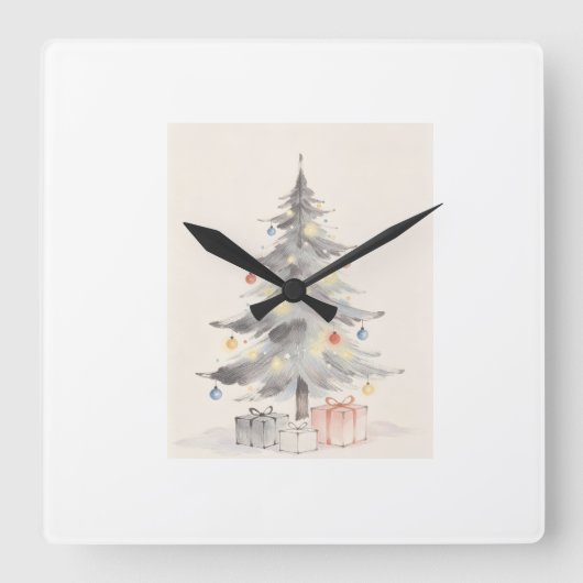 Weihnachtskarte Quadratische Wanduhr (Vorderseite)