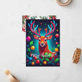 Weihnachtskarte "Rentier & Baubles" Mitteilungskarte (Vorderseite/Rückseite Beispiel)