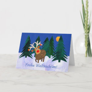 Weihnachtskarte "Rentier" mit deutschem Gruß Feiertagskarte