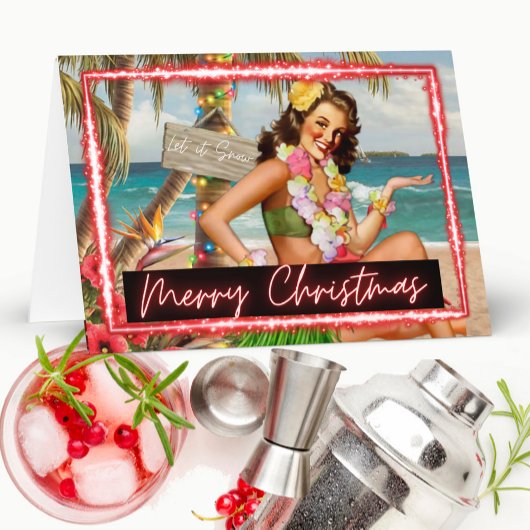 Weihnachtskarte - Retro - Tropisch - "Laß es schne Karte