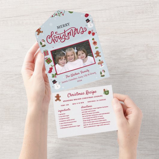 Weihnachtskarte Rezept Collage Foto Weihnachten All In One Einladung (Abreißen)