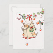 Weihnachtskarte Robin Christmas Card Ankündigungspostkarte (Vorne/Hinten)