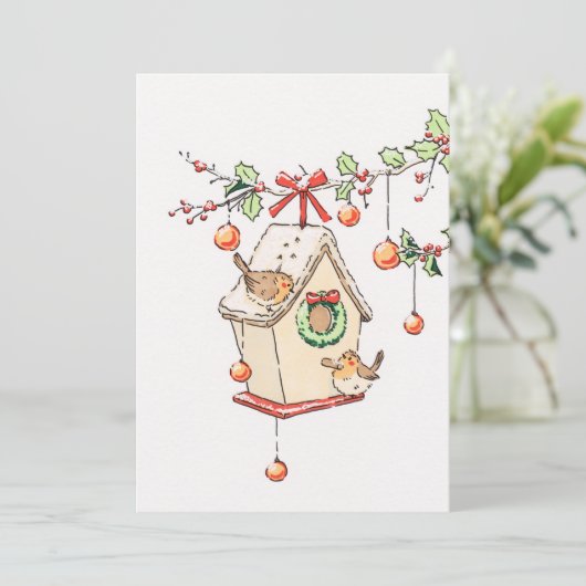 Weihnachtskarte Robin Weihnachtskarte Einladung (Stehend Vorderseite)