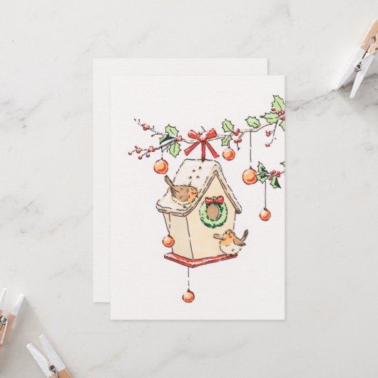 Weihnachtskarte Robin Weihnachtskarte Einladung (Vorderseite/Rückseite Beispiel)