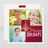 Weihnachtskarte Rot, Weiß, Gold Weihnachtsbaum Feiertagskarte (Vorne/Hinten)