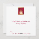 Weihnachtskarte Rot, Weiß, Gold Weihnachtsbaum Feiertagskarte (Rückseite)