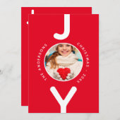 Weihnachtskarte Rot weiße einfache Fotokarte (Vorne/Hinten)