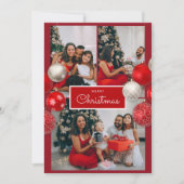 Weihnachtskarte – Roter Bogen, 4 Fotos, Personalis Dankeskarte (Vorderseite)