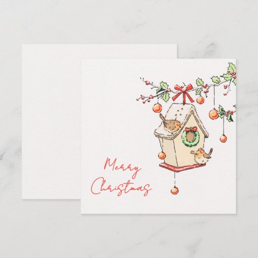 Weihnachtskarte Rotkehlchen Karte (Vorne/Hinten)
