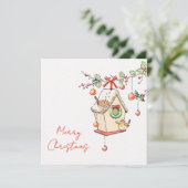 Weihnachtskarte Rotkehlchen Karte (Stehend Vorderseite)