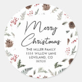 Weihnachtskarte Rücksendeadresse Umschlag Aufklebe Runder Aufkleber (Vorderseite)