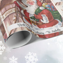 Weihnachtskarte Santa 1940er Jahre - Name des Kind