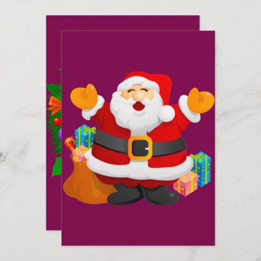 Weihnachtskarte - Santa-Claus Feiertagskarte (Vorne/Hinten)