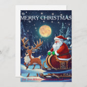 Weihnachtskarte "Santa Claus' Sleigh Ride" Feiertagskarte (Vorne/Hinten)