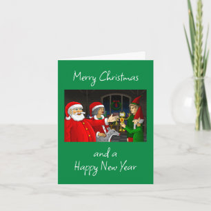 Weihnachtskarte Santa Claus Werkstatt Feiertagskarte