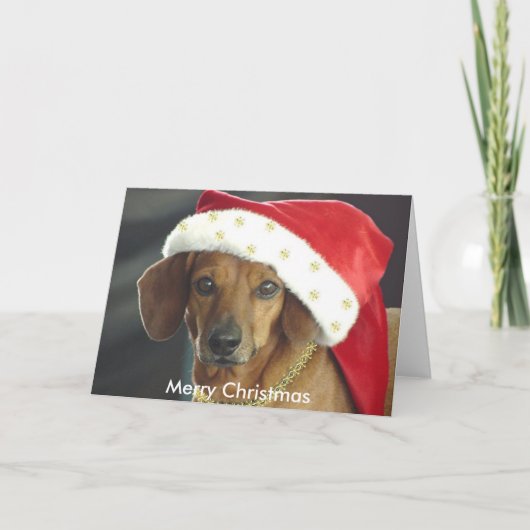 Weihnachtskarte - Santa Dackel Feiertagskarte (Vorderseite)