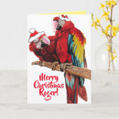 Weihnachtskarte Santa Macaws Red Parrot Karte (Gelbe Blume)