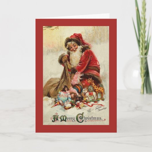 Weihnachtskarte | Santa mit Geschenken Feiertagskarte (Vorderseite)