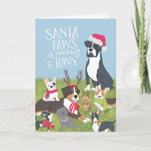 Weihnachtskarte "Santa Paws" Feiertagskarte (Vorderseite)