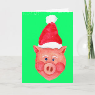 Weihnachtskarte Santa Pig Feiertagskarte
