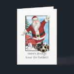 Weihnachtskarte, Santa Playing Football Feiertagskarte<br><div class="desc">Weihnachtskarte,  Santa Playing Football</div>