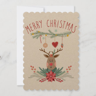 Weihnachtskarte Santa Reindeer Einladung