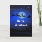 Weihnachtskarte Santa Reindeer Vollmond Karte (Vorderseite)