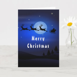 Weihnachtskarte Santa Reindeer Vollmond Karte