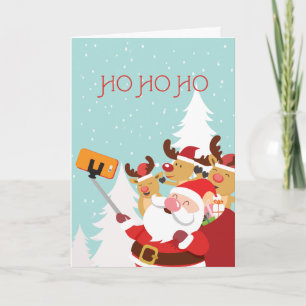Weihnachtskarte Santa Selfie Feiertagskarte