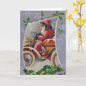 Weihnachtskarte | Santa Vintag Automobil Karte (Gelbe Blume)